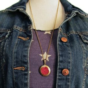 Fuscia Pink Glitter Locket Necklace - Barbie Pink - Keepsake Treasure Brand New